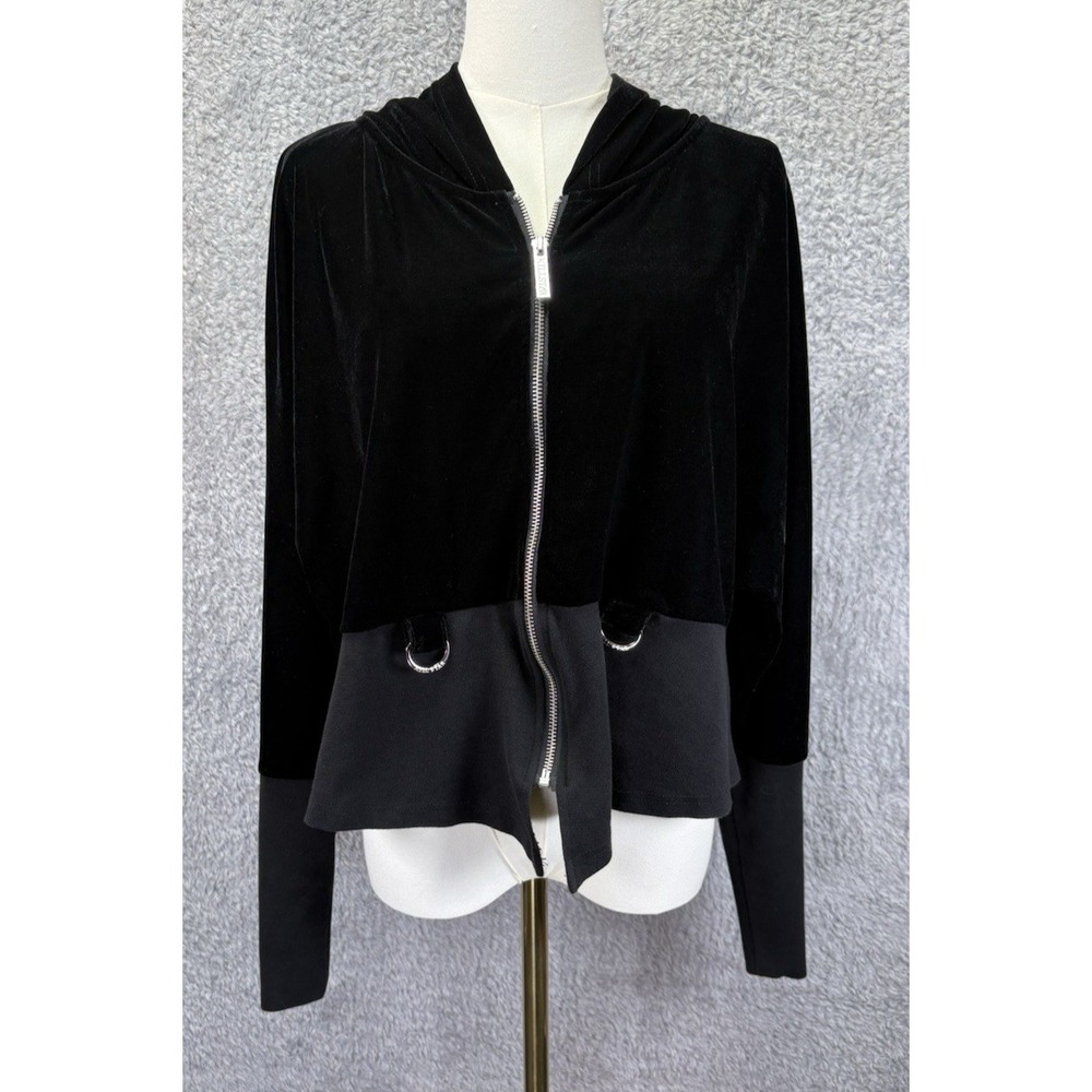 KILLSTAR Womens 4X Shadow Shift Black Velour Zip Hoodie D Ring Goth Grunge Plus